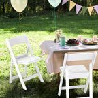 VINGLI Resin Folding Chairs with Cushion, Foldable Plastic Chair with Comfortable Padded Seats, Perfect for Event Party Indoor Outdoor, White, 8 PC