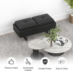MOTION Leather Bench Waiting Room Chairs - 2 Seat Office Guest Reception Bench with Cushion, Upholered Waiting Room Bench Seating, Office Furniture Lobby Chairs for Salon, Shop, Black