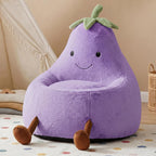 24" Kids Bean Bag Chair, Stuffed Toddler Couch with Faux Rabbit Fur Cover for Teens & Kids, Comfy Lazy Sofa Chair for Reader, Living Room, Bedroom, Aged 4-12 Years Purple