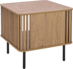 SAFAVIEH Home Collection – Kiyoshi Square Accent Table, Oak Finish & Black Metal Legs, Modern Accent Table for Living Room or Bedroom (ACC3600A)