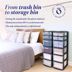 HOMZ 2-Pack Drawer Tower, 6-Tier Clear Plastic Storage Organizer Cart, Black Frame - Organizing Containers for Home, Office, Bathroom, Bedroom, and Classroom