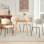 35'' Round Dining Table Set for 4 with Chairs, Mid Century Modern Round Kitchen Table and Chairs Set for Small Space, Compact Dining Table for Apartment Breakfast Nook - White