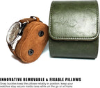 Longjet Watch Roll Travel Case for Men Portable Watches Storage Organizer Box with Removable Velvet Pillow Holder (1 Slot Olive Green)