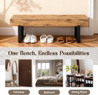 59" Dining Bench, Farmhouse Indoor Kitchen Table Benches, Industrial Shoe Bench, Entryway Benches, Natural Wood Wash