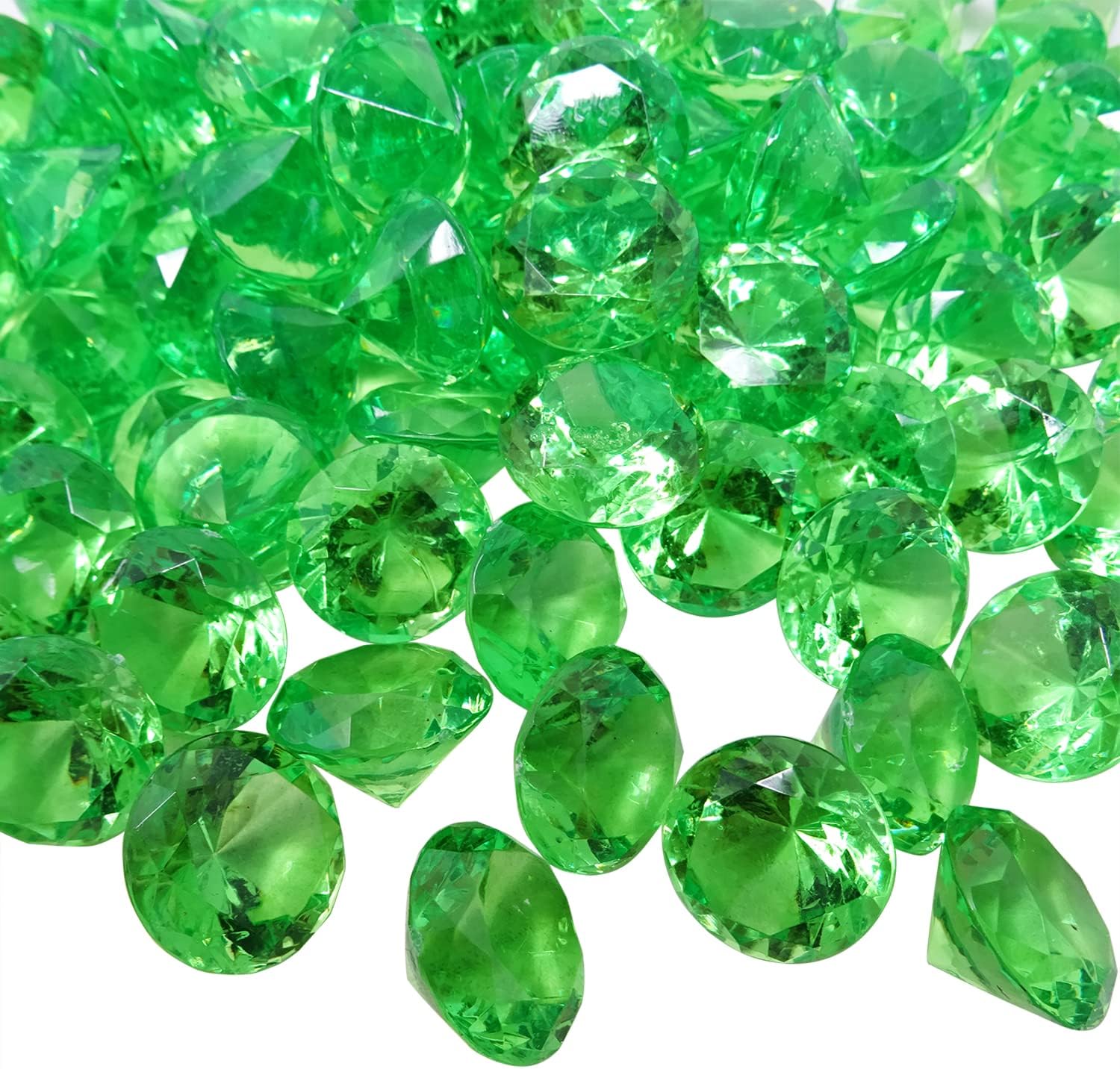 Honbay 100PCS 20mm Acrylic Faux Diamond Crystal Treasure Gems for Table Scatters, Vase Fillers, Event, Wedding, Bridal Shower, Birthday Decoration Favor, Arts & Crafts and More (Green)