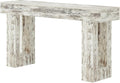 Modern Console Table, 62.99 x 13.77 x 33.46 Inches, Entryway Table with Thick Block Legs (Distressed White)