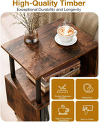 Frylr Small Side Table, End Table and Nightstand with 3-Tier Wood Shelves, Sturdy Metal Frame with 44 LBS Capacity per Shelf, Easy to Assemble for Living Room or Bedroom,Rustic Brown