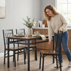 Bluecat Folding Dining Chairs 4 Pack, Industrial Foldable Dining Chair Set, Vintage Stackable Metal Frame Chairs with Wood Seat for Home Kitchen Dining Room Living Room