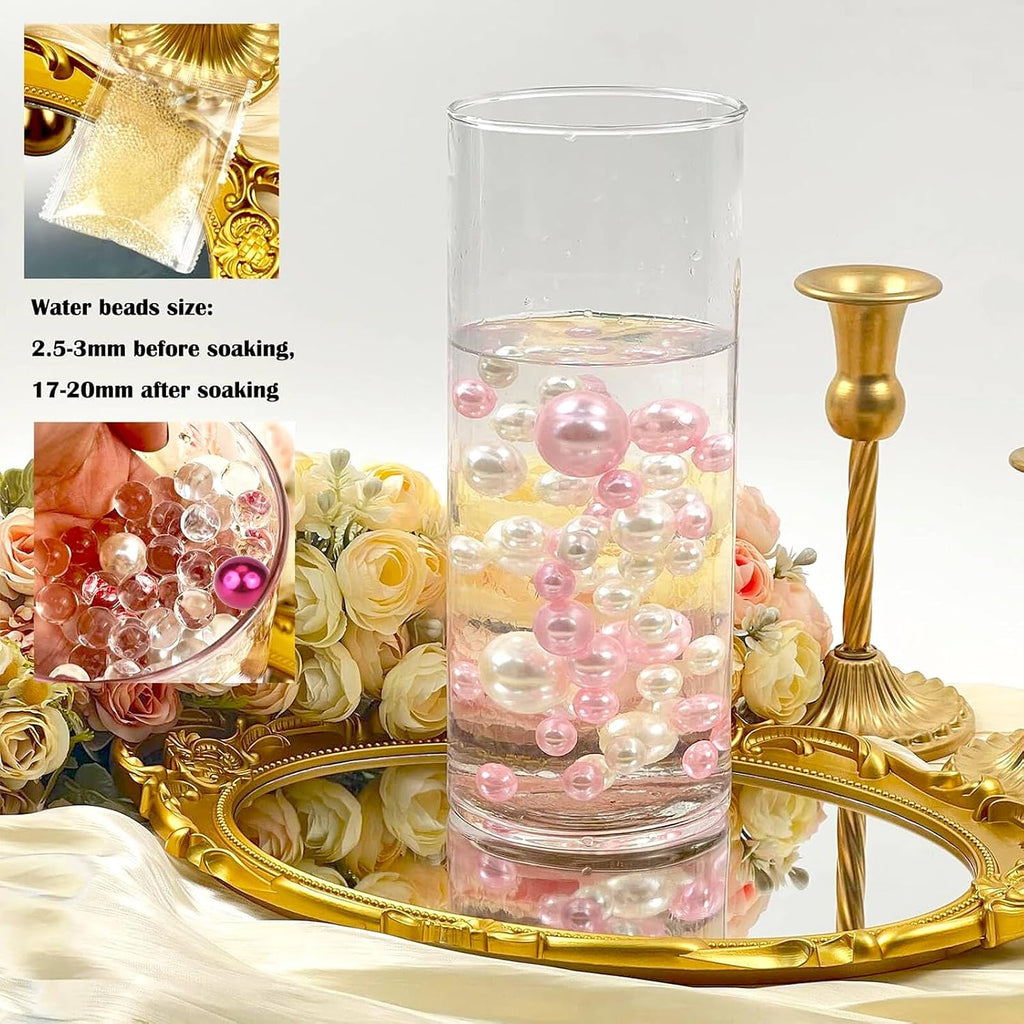 150Pieces Floating NO Hole Pearls for Centerpiece Glass Vases,Floating Silver Pearls Beads for Tall Vase Filler Floatings Candles for Wedding Table Decor