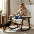 Rocking Chair Nursery, Compact Glider Rocking Chair for Indoor Use, Small Upholstered Rocker Chair for Bedroom Living Room, Teddy Fleece Accent Chair,White