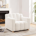 VANOMi Oversized Accent Chair, Modern Living Room Chairs, Comfy Boucle Fabric Upholstered Armchair for Bedroom, Office, Waiting Room (White Boucle)