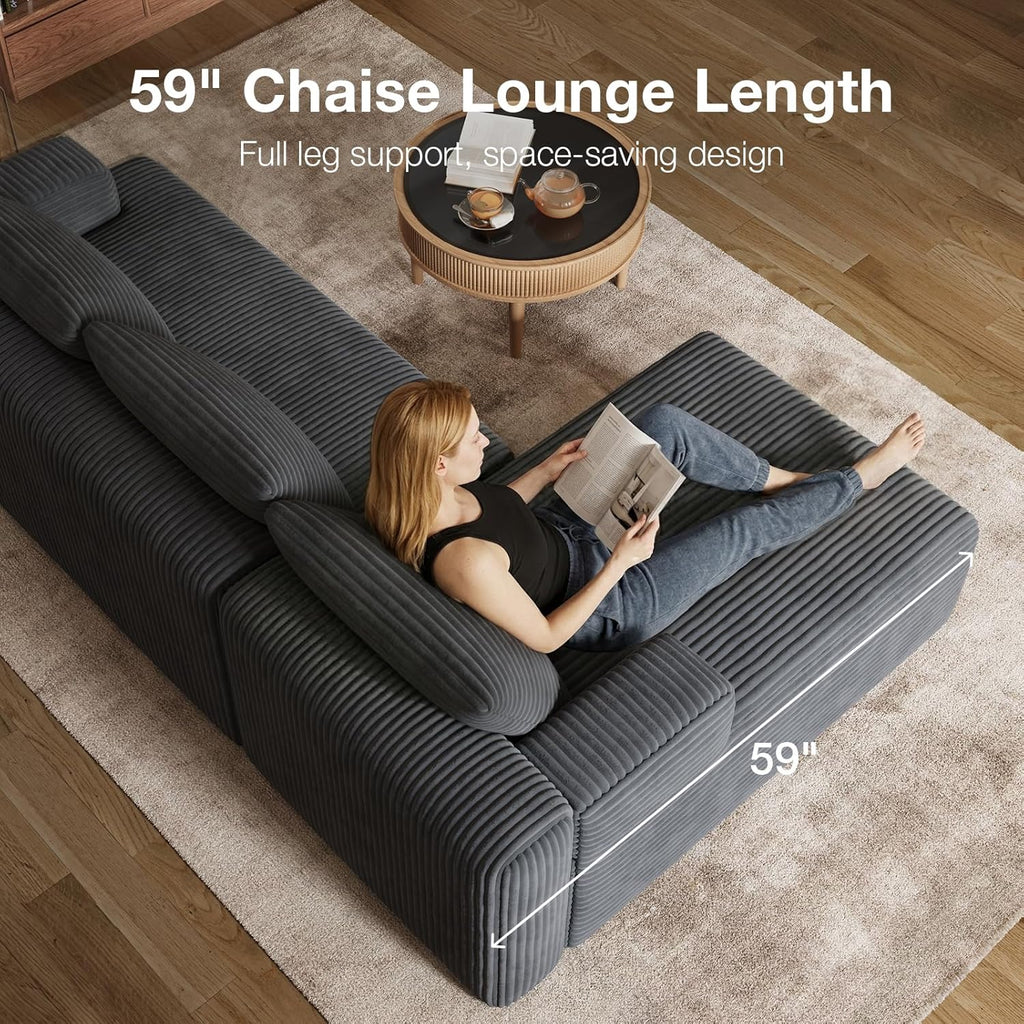 Novilla L-Shape Sectional Couches for Living Room with Smarts Coil® Support, 3 Seater Sectional Sofas for Living Room Bedroom, Corduroy Cloud Couch Sectional, No Assembly(Dark Grey, Right Hand Facing)