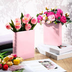 Vesici 2 Pcs Ceramic Book Shape Vase for Flowers Gifts for Christmas Cute Bookshelf Decor Vase for Book Lovers Gifts Unique Vases Home Decor for Bookshelf Dining Table Office Home(Pink)