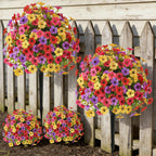 Outdoor Artificial Flowers Fake Plants, Artificial Topiary Balls with Ground Spikes, UV Resistant, Mix 4 Colors, 2 Pack, 20 inch, Garden Porch Patio Gravesite Indoor Decor