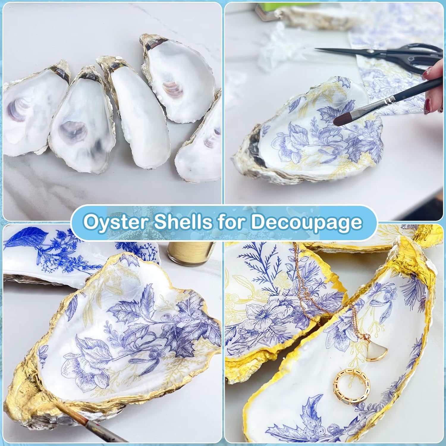 15Pcs Oyster Shells for Crafts, 4-5 Inch Natural Oyster Shells Bulk, Large Sea Shell for Crafting and DIY Painting, Beach Themes and Wedding Decor, Home Vase Fillers, and Xmas Ornaments