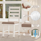 59" Farmhouse Dining Table Set for 6, White Rectangular Wood Table with Upholstered Chairs & Bench for Kitchen or Dining Room (2chiars&2bench)