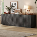 CHIC HOUSE 70" Fluted Mid Century Modern Buffet Cabinet with Storage, Farmhouse Storage Sideboard Cabinet with Doors, Accent Cabinet & Media Console for Living Room, Entryway, Black Walnut
