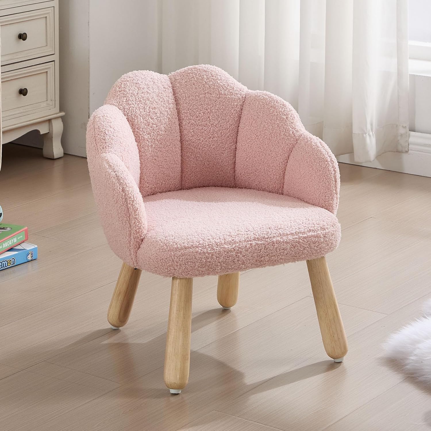 Pink Toddler Chairs, Kid Armchair, Toddler Chairs Comfy, Shepra Kids Chair for Children, Wooden Kids Chair, Kid Room Reading Chairs for Playroom/Living Room/Nursery, Pink
