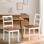 Comfy to go Wooden Dining Room Chairs Set of 2, Mid-Century Modern Farmhouse Kitchen Chair, Cutout High Back Side Chairs, Armless Decorative Chair for Living Room Bedroom Dining Room, White