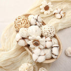 Riceshoot White 2 Pack Potpourri Decorative Balls Bowl Filler Decor Summer Natural Vase Bowl Filler Centerpiece Assorted Spherical Sunflower Lemon Rattan Twigs Wicker Ball Cotton for Home