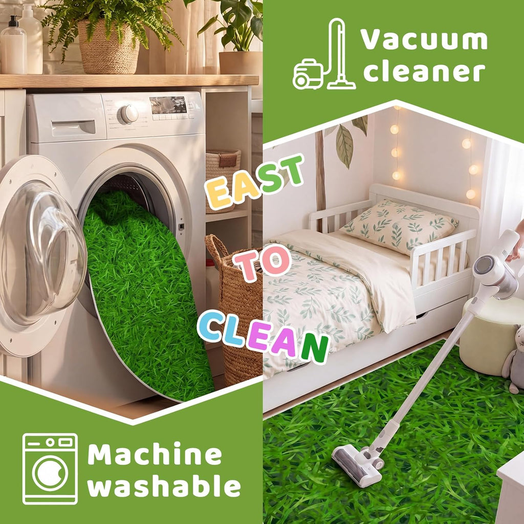 5.9 ft Classroom Quarter Circle Rug Non Slip Grass Carpet Reading Corner Rug for Elementary Preschool Daycares School Calming Corner Home Bedroom Playroom Decor