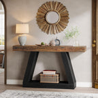 Tribesigns Farmhouse Console Table, 55-Inch Rustic Sofa Table with Storage, Industrial Wooden Entryway Table for Hallway, Living Room, Black & Brown
