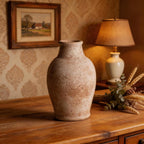 Ceramic Flower Vase 8.3（inc） Gray Rustic Farmhouse Decor Living Room Home Decor Bedroom Decorations for House Book Shelf Office Coffee Desk Dining Fireplace Floor vase