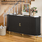 TAVATA Sideboard Buffet Cabinet with Storage, 55" Fluted Storage Cabinet with Tambour Sliding Doors, Wood Coffee Bar Console Table for Living Room Hallway Entryway (Black)