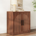 MapleGrace 31.5" Fluted Buffet Cabinet with Storage, Mid-Century Symmetrical Arched Sideboard Credenza with Adjustable Shelf, Large Wood Console Table for Dining Room, Kitchen, and Living Room(Walnut)