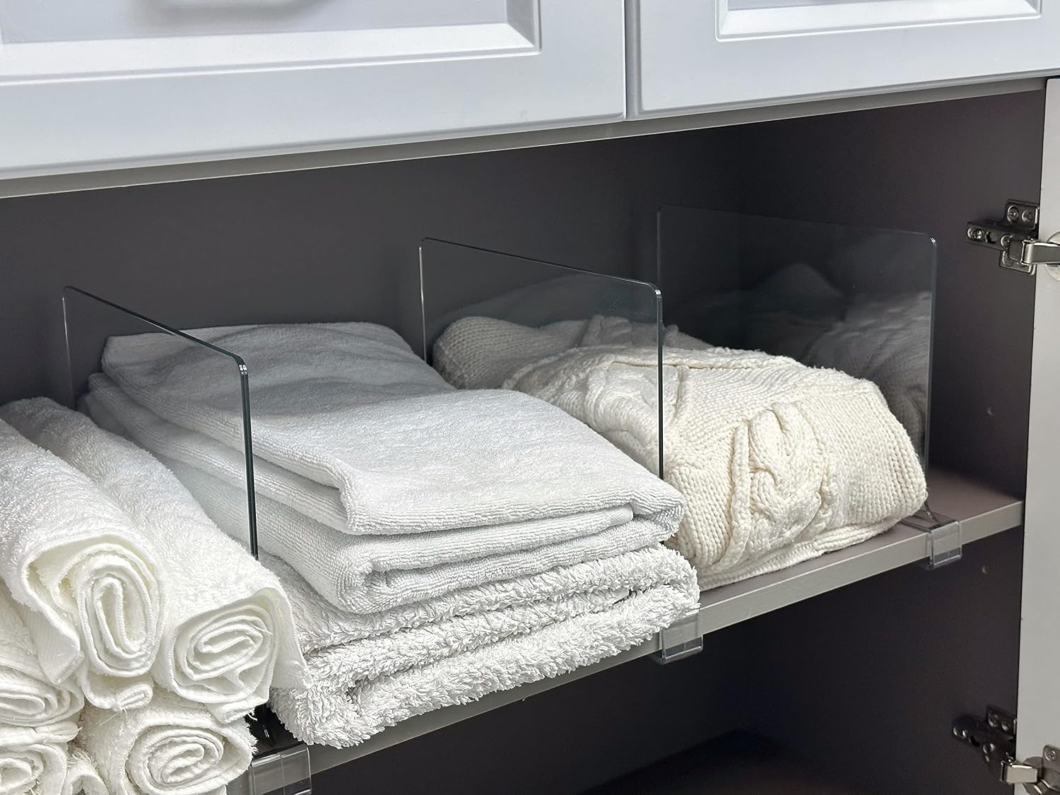 LikeU Shelf Dividers for Closets,Clear Acrylic Shelf Divider for Wood Shelves and Clothes Organizer/Purses Separators Perfect for Kitchen Cabinets and Bedroom Organizer,6 PCS