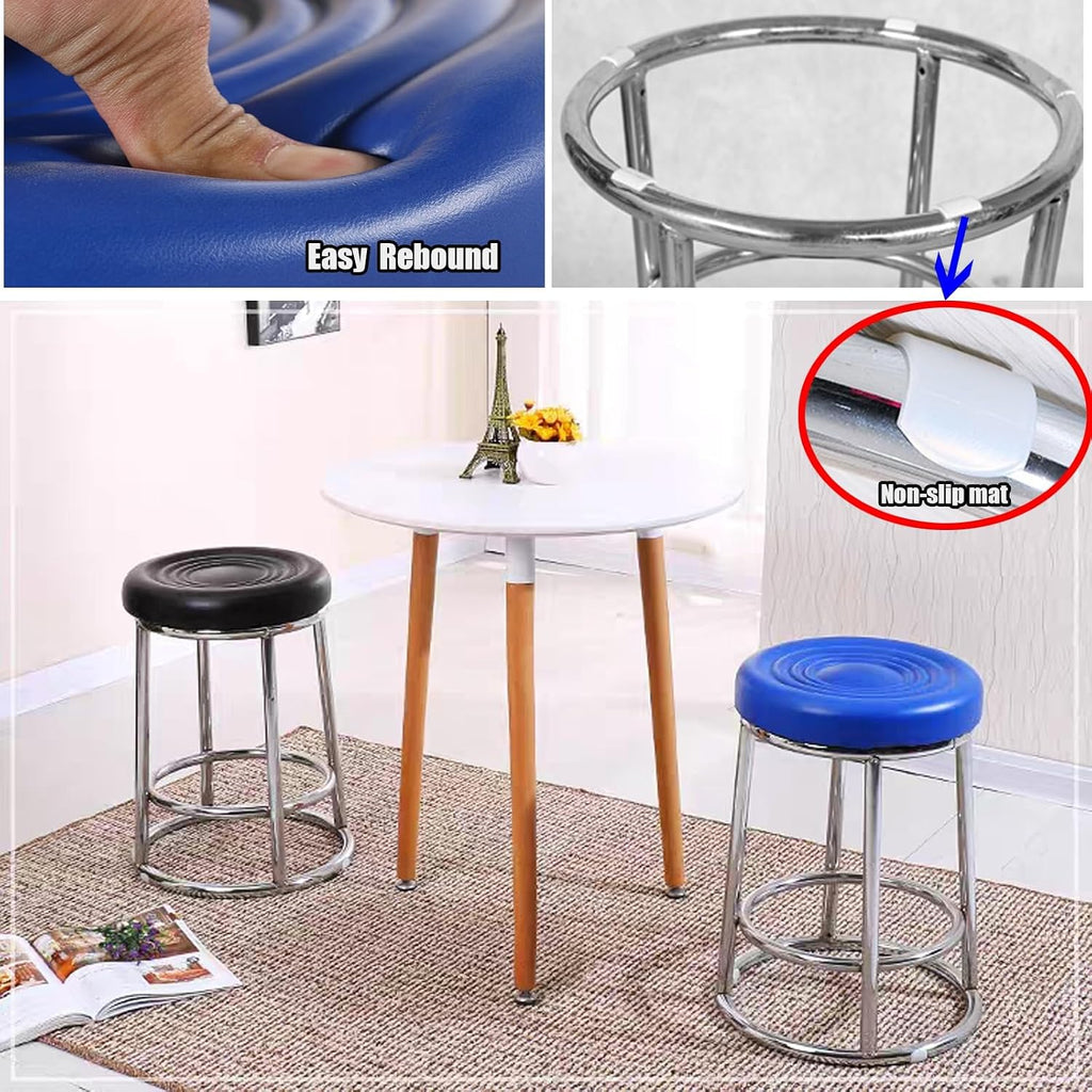 Backless Counter Stools, Commercial Stainless Steel Iron Stool, Office Three-Ring High Chair, Reinforced Base Frame, for Daily Use(Grey,75cm)
