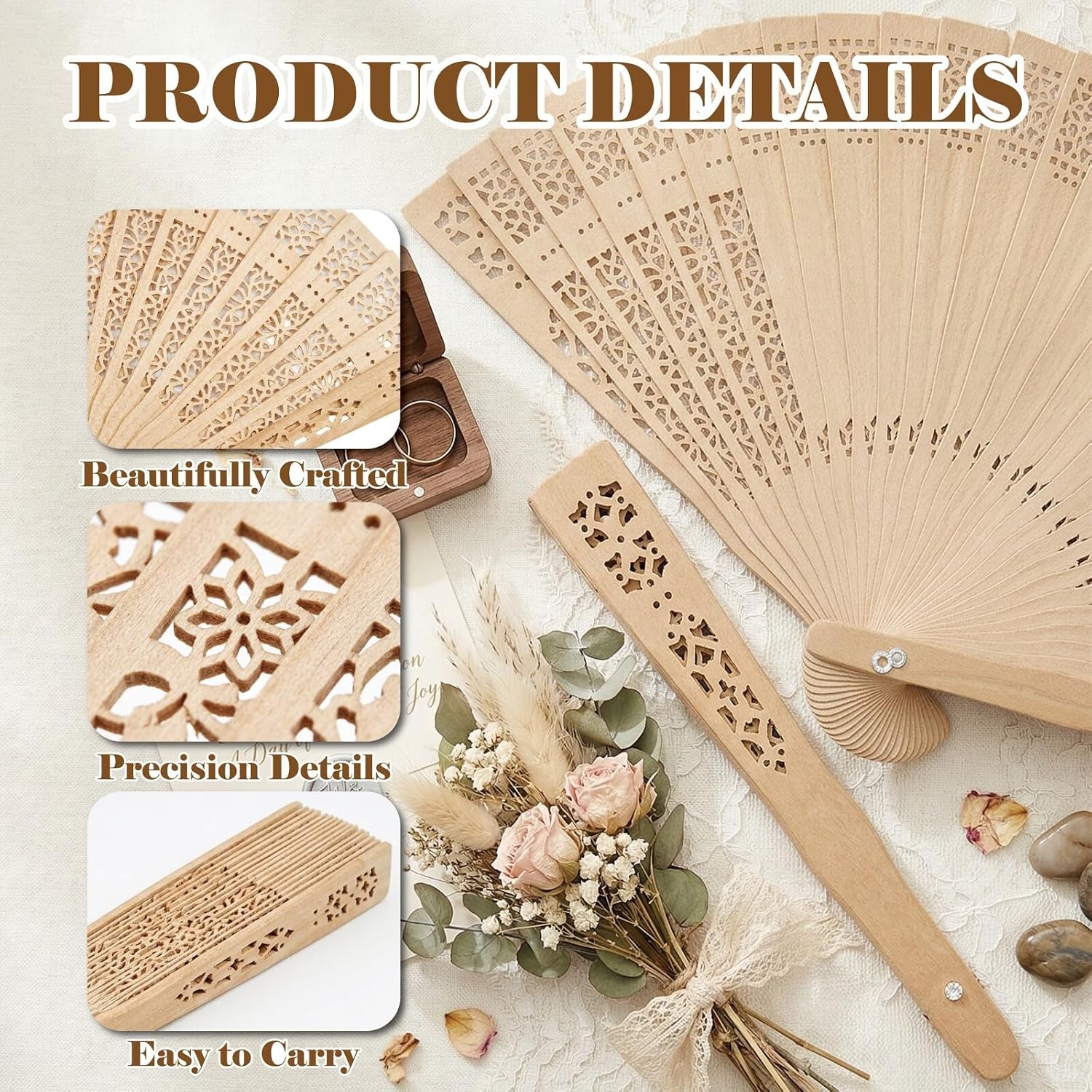 Personalized Wedding Fans For Guests Bulk Custom Wooden Folding Hand Fans With Organza Bags For Wedding Party Baby Shower Graduation