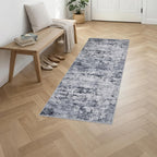2'x6' Runner Rug Washable Rug: Modern Abstract Soft Thin Runner Rug Grey