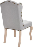Dining Chairs Set of 2 with Solid Wood Legs, Linen Farmhouse Accent Chairs Side Host Kitchen Chair with Tufted Back for Dining Room/Living Room/Bedroom, Light Grey