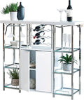 Coaster Home Furnishings - Gallimore - Wood & Metal - 2-Door Bar Cabinet with Bottle Rack, Stemware Rack and Built-in Power Outlet - Dining Room & Home Bar - White - 182757