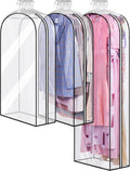 MISSLO 10" Gusseted All Clear Garment Bags for Hanging Clothes 40"+60" Suit Bags for Closet Storage Dresses Protectors for Shirts, Coats, Gowns, 3 Packs