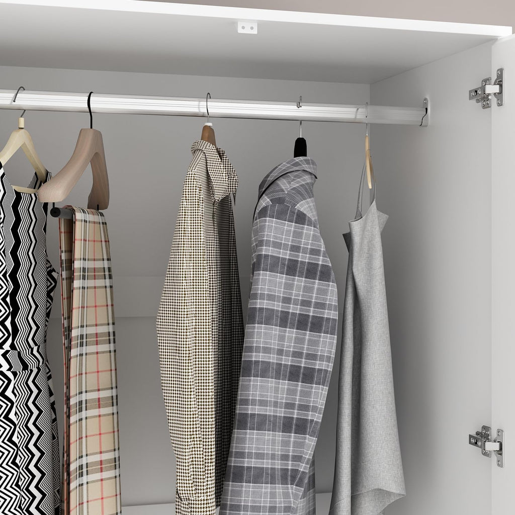FUFU&GAGA Wardrobe with Mirror Door & Drawers, White Mirror Wardrobe Closet | Full Length Mirrored Armoire, Shelf, Hanging Rod, Clothes Storage Cabinet for Bedroom Cloakroom, 31.5”W x 19.7’D x 70.9”H