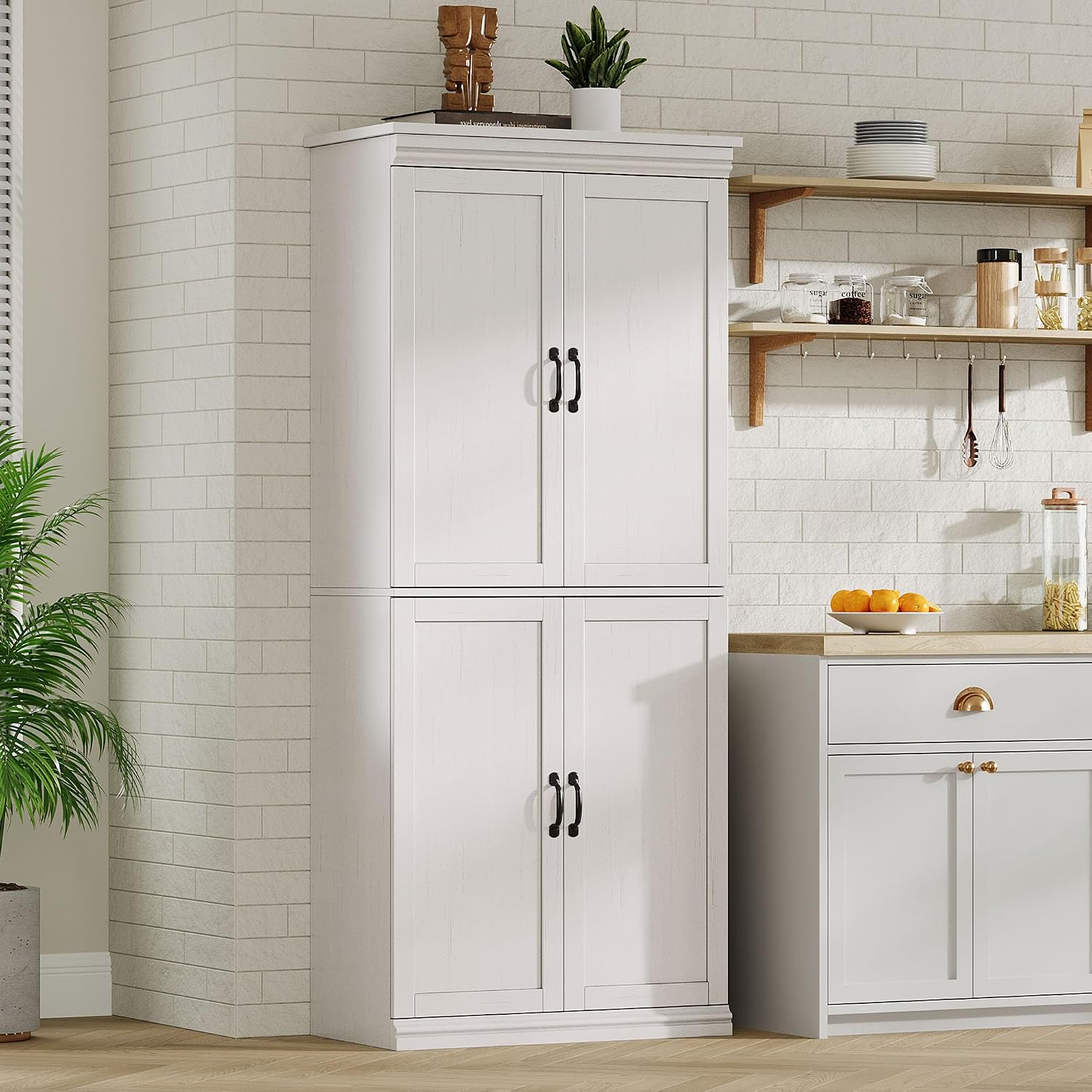 CABIHOME 38.58×17.72×11.42 Inch Tall Slim Pantry Cabinet, PB Freestanding Storage Cabinet, Kitchen Hutch with Doors for Living Room & Kitchen