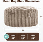 fond + found Adult Bean Bag Chairs 5FT Large Lounger, Wave Cover, Brown | Portable Handle, Removable and Washable Cover, Memory Foam Filled, Relaxing, Reading, Large, Soft Wave Pattern Plush Fabric