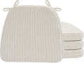 AAAAAcessories D-Shaped Chair Cushions, 2" Thick Dining Chair Pads with Ties and Removable, Machine-Washable Cover, 17" x 16", Set of 4, Natural Sand Pinstripe