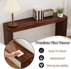 Console Table with Stools Counter Height Bar Table Set for 2, Dining Sofa Table Behind Couch Bar Table Set for Kitchen, Living Room, Walnut