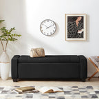 48" Ottoman with Storage, Black Storage Ottoman Bench with Safety Hinge | Upholstered Entryway Bench with Seating for Bedroom, Living Room, Holds up to 330 lb