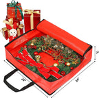 HOMEST Christmas Wreath Storage Container, Wreath Bag, Durable Material, Zipper, Extra Securing Straps, Reinforced Handles, Dust, Pest Protection, 24" Premium Wreath Storage Organizer Box