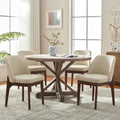 VKNOW Dining Chairs Set of 4, Faux Leather Wooden Kitchen Chairs, Beige | Modern Upholstered Side Chair with Rubberwood Legs for Kitchen Dining Room Restaurant, No Wobble