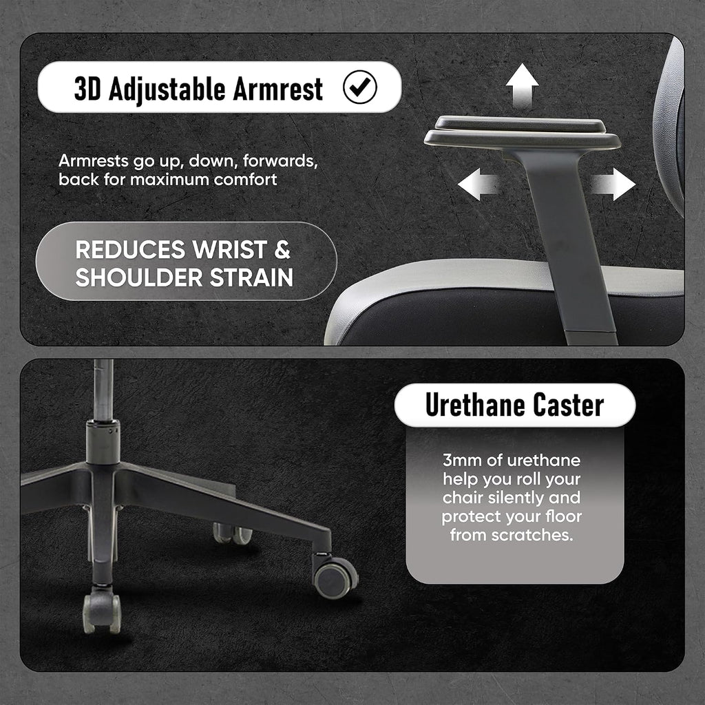 [Premium Dual-Backrests] Ergonomic Office Chair l Reduces Pressure by 50% - Leather Chair, Office Chair for Lumbar Support l Home Desk Chairs l Office Chair Back Support Made in Korea (Black Leather)