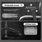 [Premium Dual-Backrests] Ergonomic Office Chair l Reduces Pressure by 50% - Leather Chair, Office Chair for Lumbar Support l Home Desk Chairs l Office Chair Back Support Made in Korea (Black Leather)