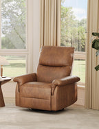 GAOMON Swivel Rocking Recliner Chair, Manual Leather Recliner Glider with Lumbar Support & Padded Armrest, Comfortable Rocker Nursery Single Sofa for Living Room and Bedroom (Orange)