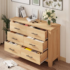 GarveeHome 6 Drawer Dresser for Bedroom, 47 Inch Wide Wood Chest of Drawers, Large Storage Organizer with Deep Drawers & Stable Legs, Modern Farmhouse Dresser for Living Room, Entryway, Natural