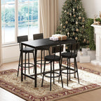 Zevemomo Dining Table Set for 4, 5-Piece Bar Table Set, Kitchen Table and Chairs, Counter Height High Top Table with 4 PU Upholstered Stools, Space-Saving Pub Tables Set for Small Space, Black