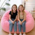 MEGO 5FT Fluffy Faux Fur Giant Bean Bag Chair Cover (No Filler), Soft Comfy Stuffed Animal Storage Cover for Adults Kids, Lazy Sofa Bed Beanbag Cover for Living Room Bedroom Decor, Anti-Slip, Pink